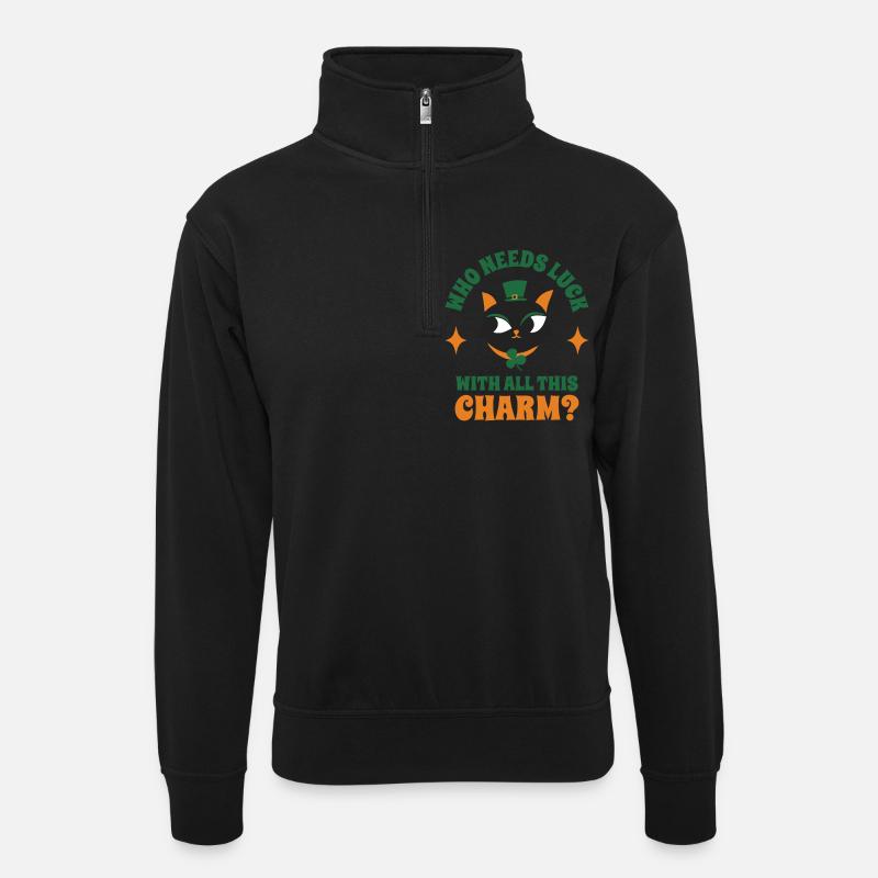 Qui a besoin de chance ? - Sweat col montant zippé unisexe - noir