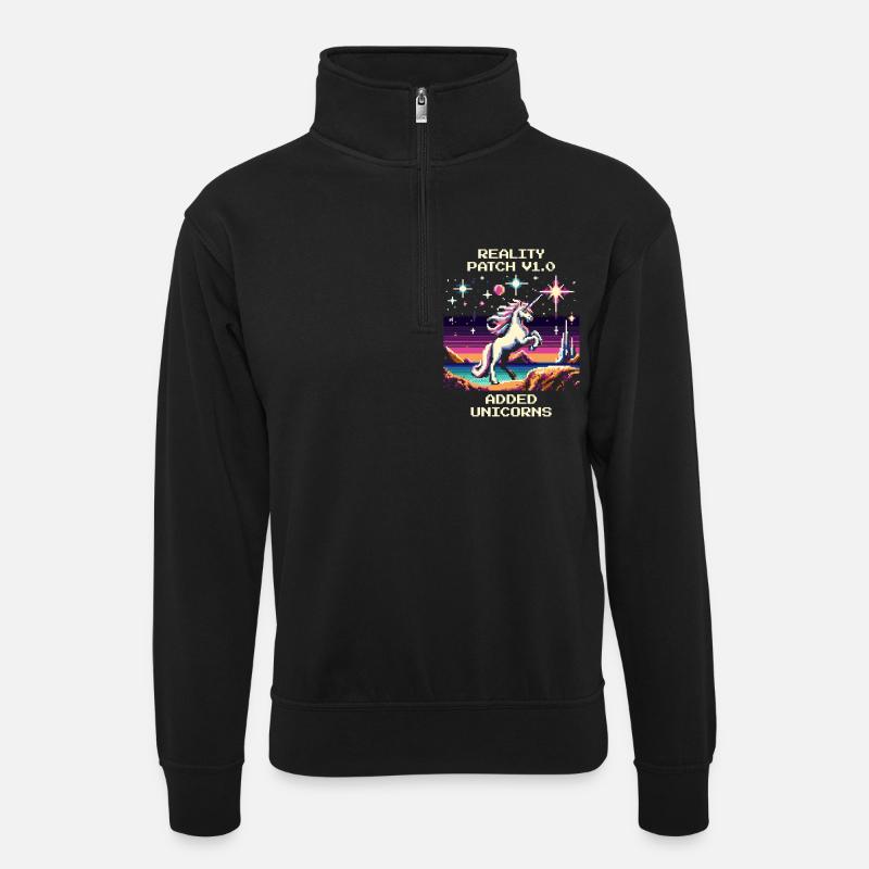Reality Patch 1.0 | Tilføjet Unicorns - Unisex-sweatshirt med zipkrave - sort