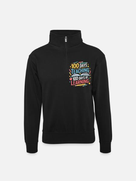 100 days of learning to teach - Unisex sweater with zip collar - black