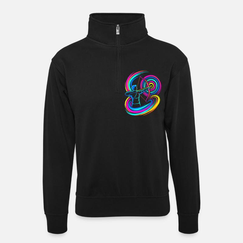 archery - Unisex sweater with zip collar - black