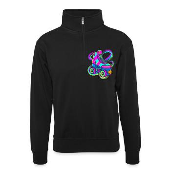 Roller-skate - Unisex sweater with zip collar - black - Front