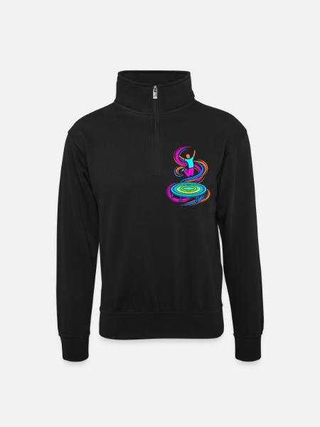 Sauteur de trampoline - Sweat col montant zippé unisexe - noir