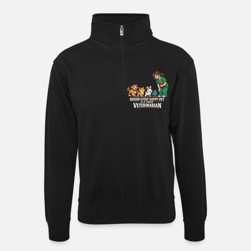 Tierarzt Tiermediziner - Unisex Pullover mit Zip-Kragen - Schwarz