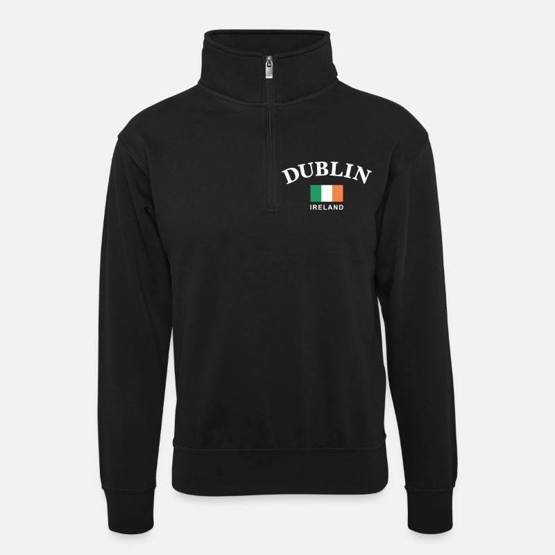 Dublin, Irlande - Sweat col montant zippé unisexe - noir
