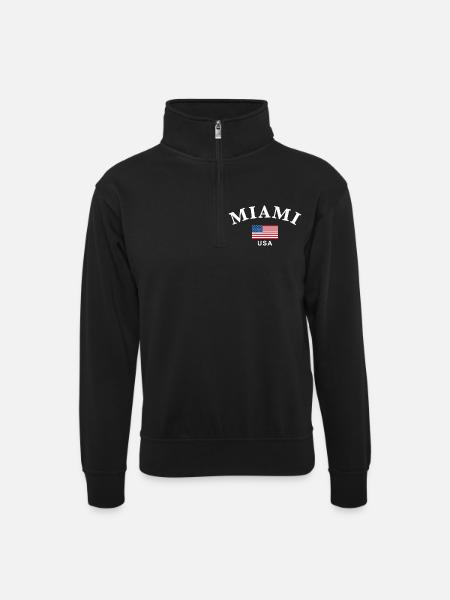 Miami, USA - Unisex sweater with zip collar - black
