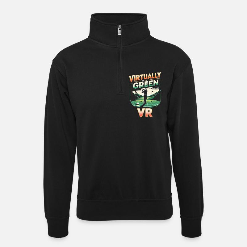 Golf simulator - Unisex sweater with zip collar - black