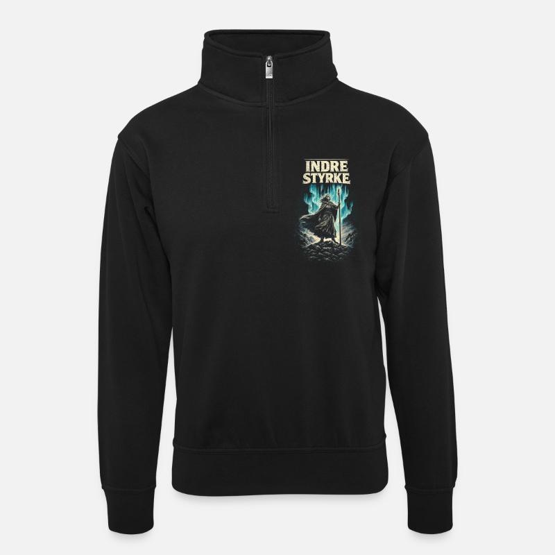 Indre Styrke viking scandinave - Sweat col montant zippé unisexe - noir