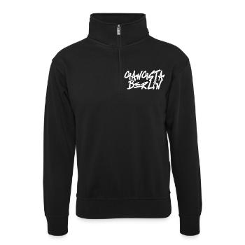 Gangsta_Berlin_Rap_Hip_Hop_Ostblock - Unisex Pullover mit Zip-Kragen - Schwarz - Vorne