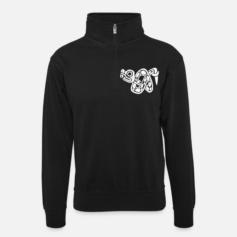 Weißer Schlangenknoten - Unisex Pullover mit Zip-Kragen - Schwarz