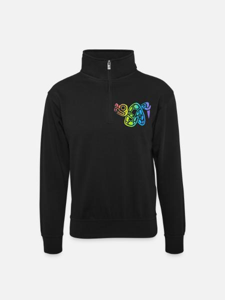 Mehrfarbiger Schlangenknoten - Unisex Pullover mit Zip-Kragen - Schwarz