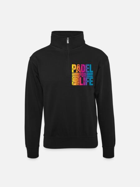 Padel for life - Unisex Pullover mit Zip-Kragen - Schwarz