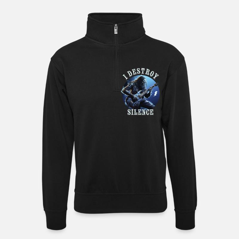 I destroy silence - Unisex sweater with zip collar - black