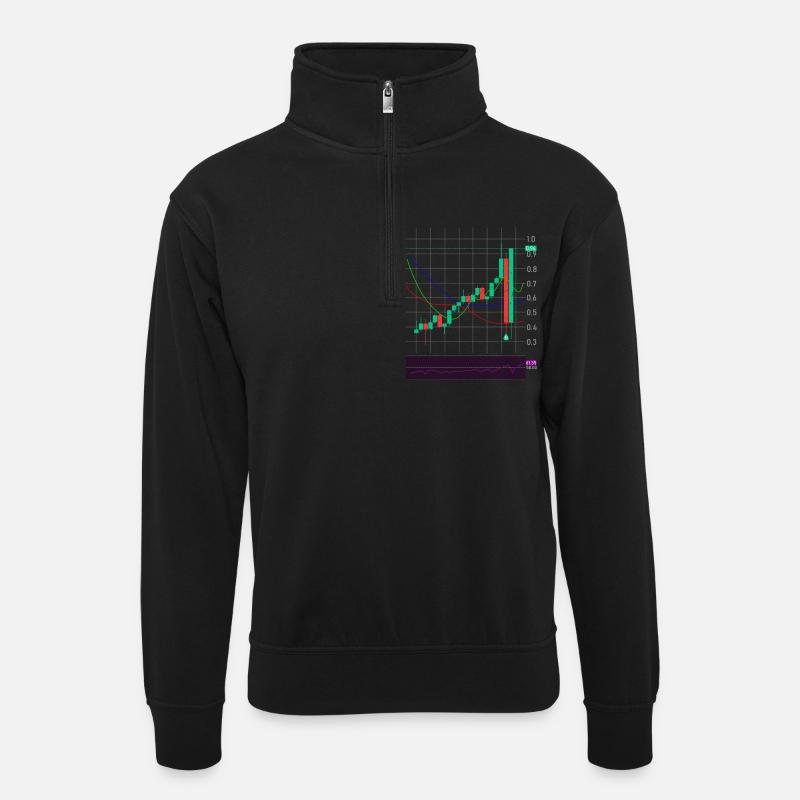 Trading Börse Krypto Aktien - Unisex Pullover mit Zip-Kragen - Schwarz