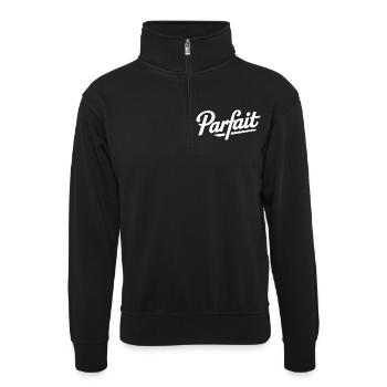 perfekt - Unisex Pullover mit Zip-Kragen - Schwarz - Vorne