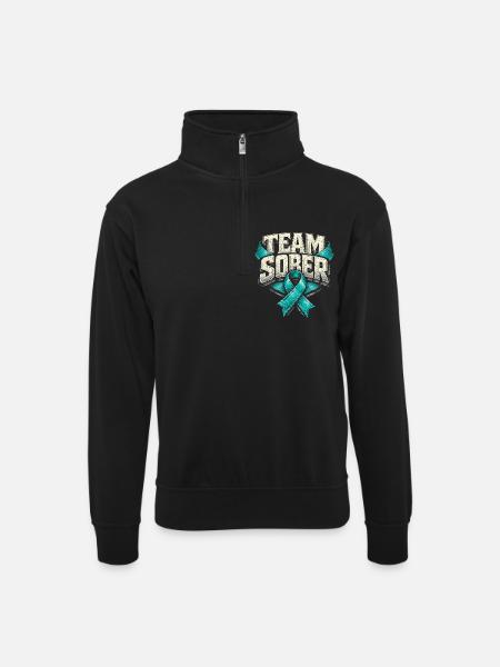 Detoxification Withdrawal Addicted Team Sober - Unisex sweater with zip collar - black