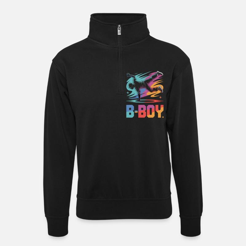 B-Boy Breakdance Streetstyle Breakdancer - Unisex Pullover mit Zip-Kragen - Schwarz