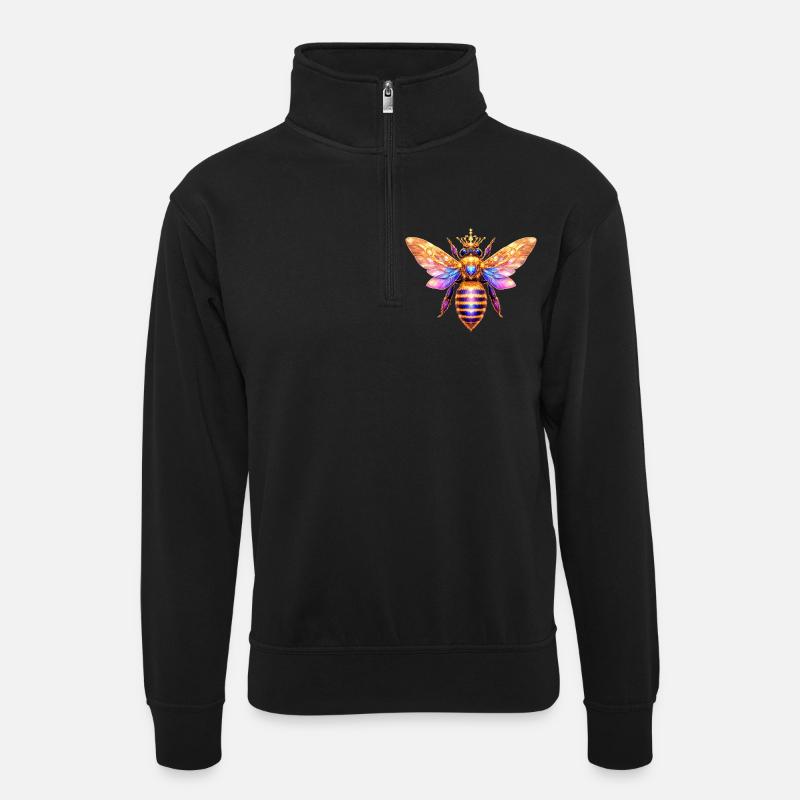 Queen Bee Bienenkönigin - Unisex Pullover mit Zip-Kragen - Schwarz