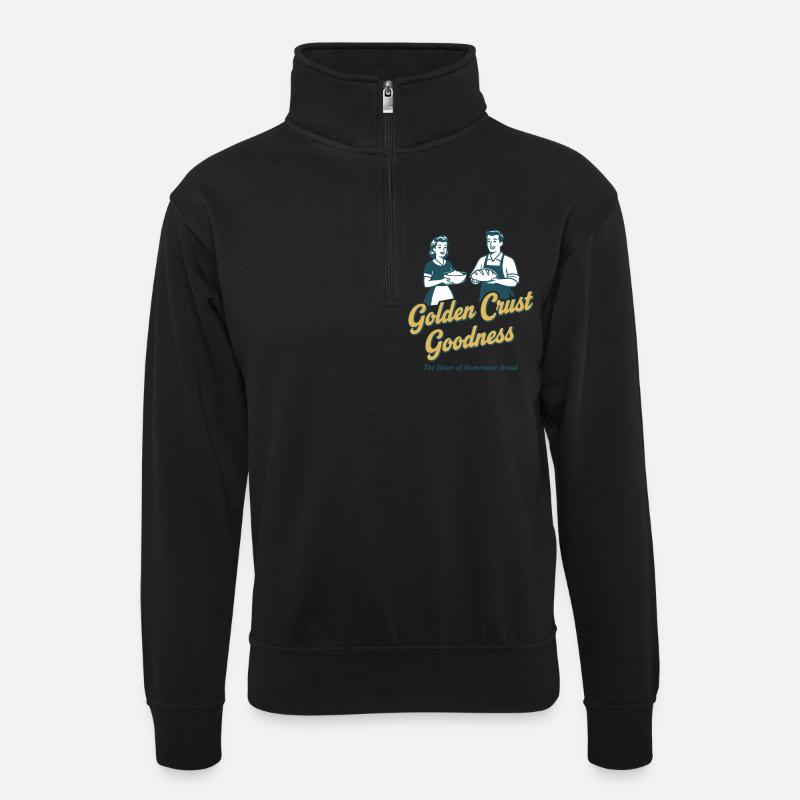 Sauerteigbrot Backen Mit Goldener Kruste - Unisex Pullover mit Zip-Kragen - Schwarz