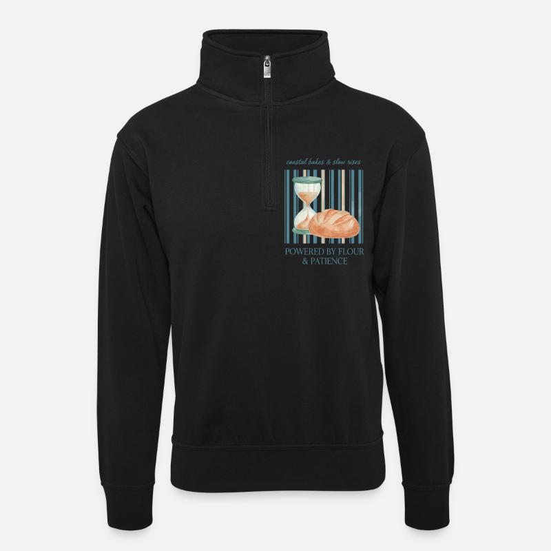Sauerteigbrot Backen Küstenbacke Langsam geht auf - Unisex Pullover mit Zip-Kragen - Schwarz