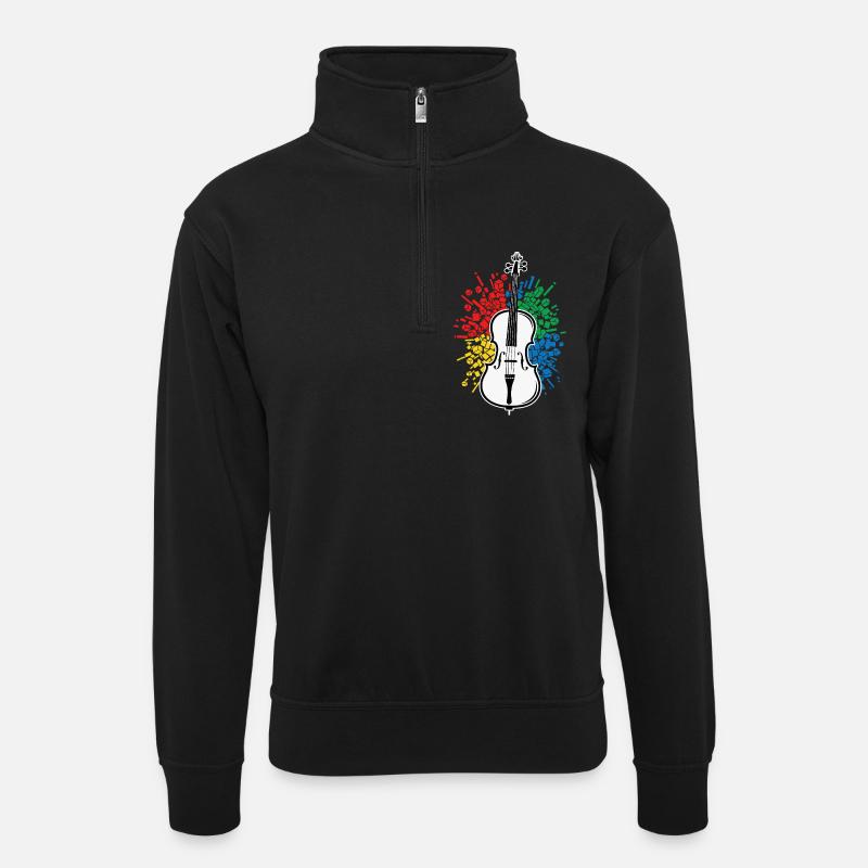 Cello Spieler Musik Abstract - Unisex Pullover mit Zip-Kragen - Schwarz