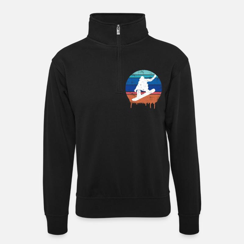 Snowboard rétro - Sweat col montant zippé unisexe - noir