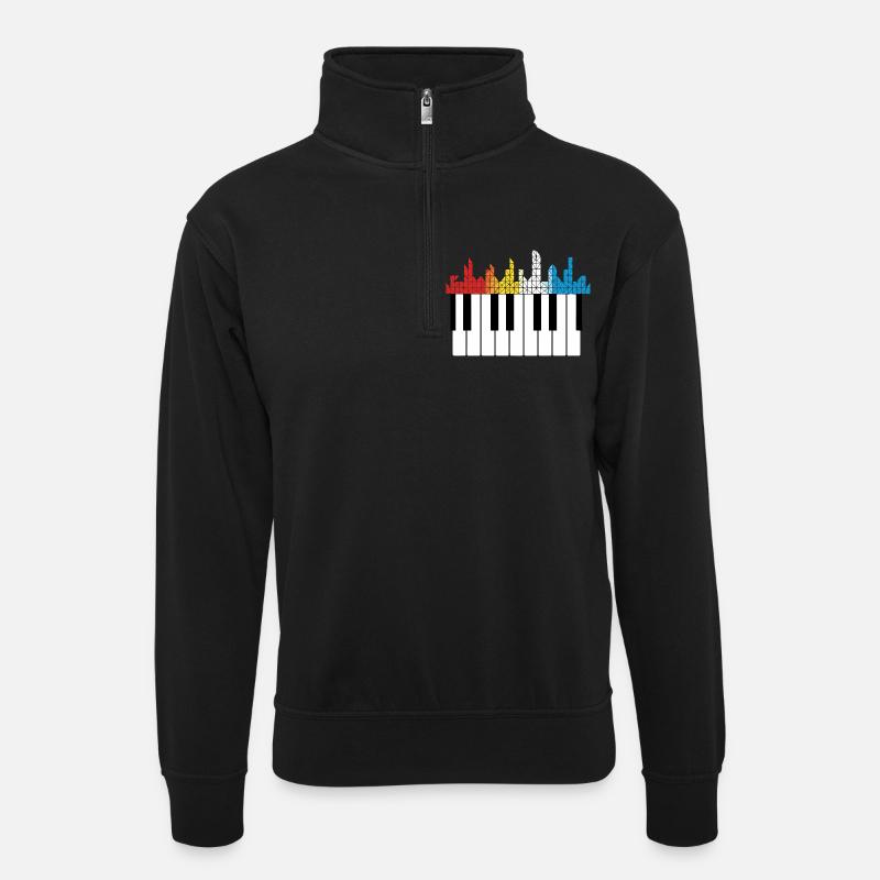 Klavier Piano Musiker Geschenk - Unisex Pullover mit Zip-Kragen - Schwarz
