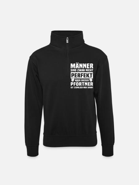 Pförtner - Unisex Pullover mit Zip-Kragen - Schwarz