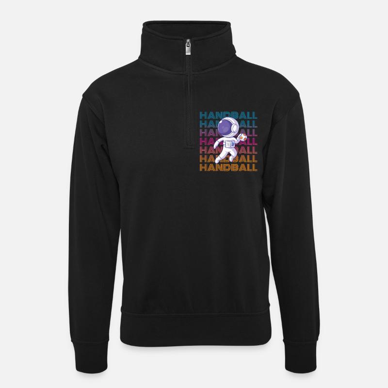 Handball Astronaut - Unisex Pullover mit Zip-Kragen - Schwarz