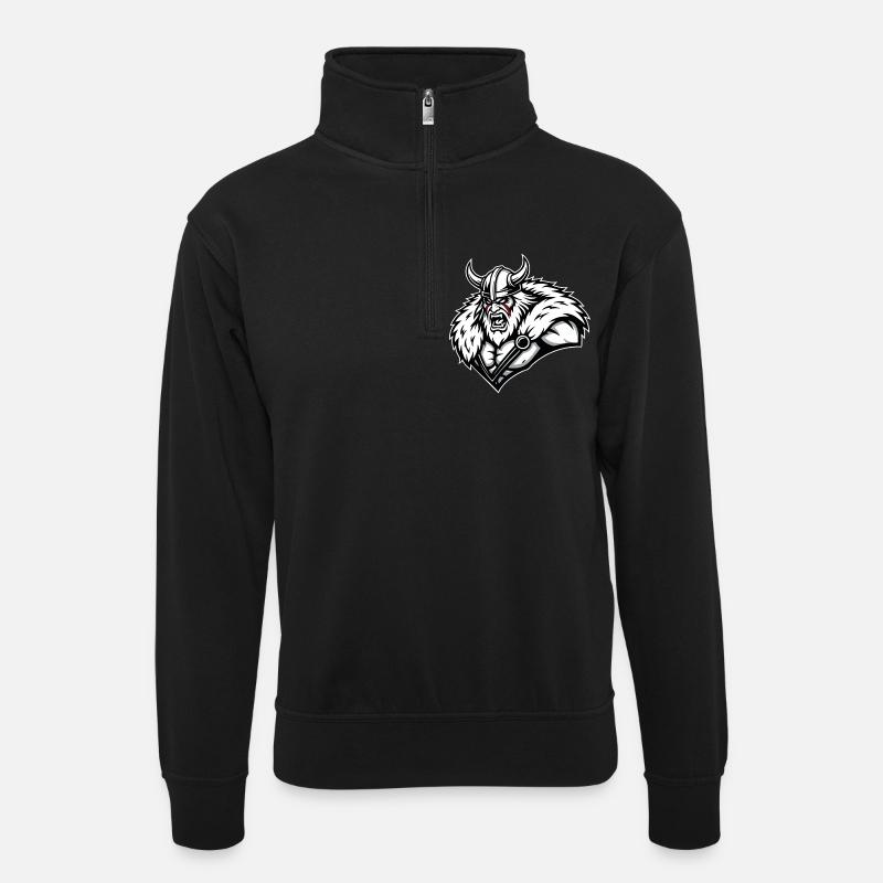 Viking Berserker Fury War Paint Maskottchen - Unisex Pullover mit Zip-Kragen - Schwarz