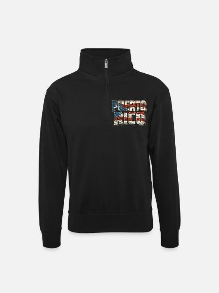 Puerto Rico Boricua - Unisex Pullover mit Zip-Kragen - Schwarz