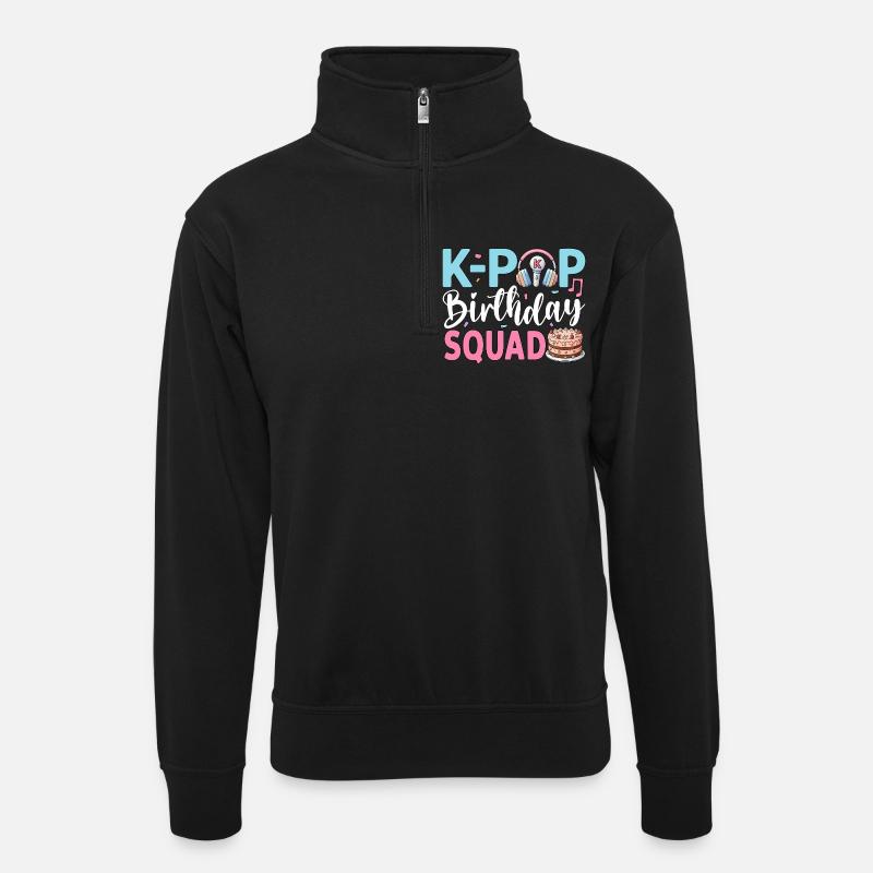 K-Pop Birthday Squad - Unisex sweater with zip collar - black