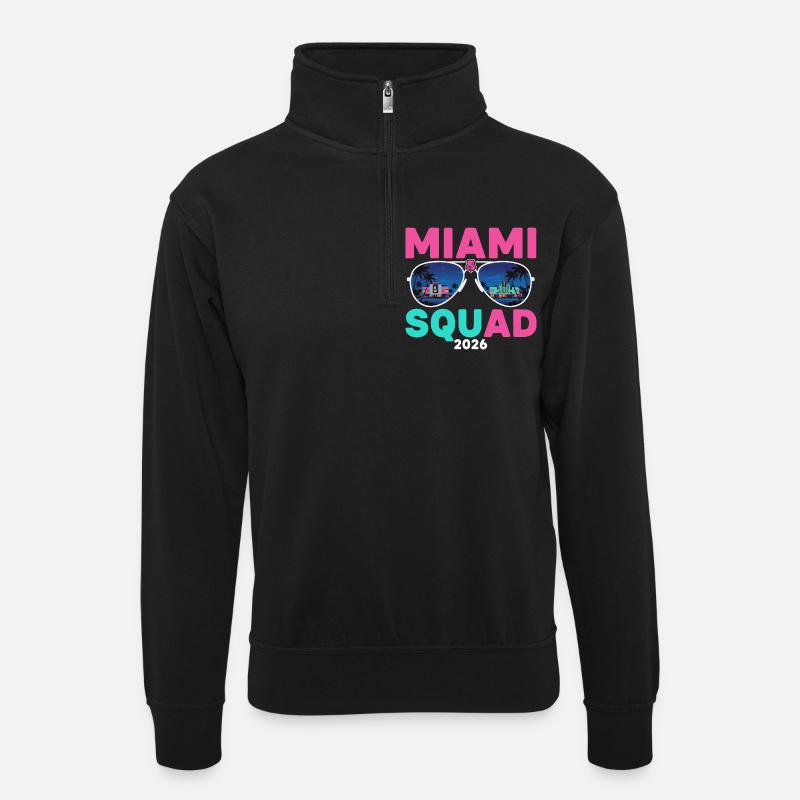 Miami Squad 2026 - Unisex Pullover mit Zip-Kragen - Schwarz