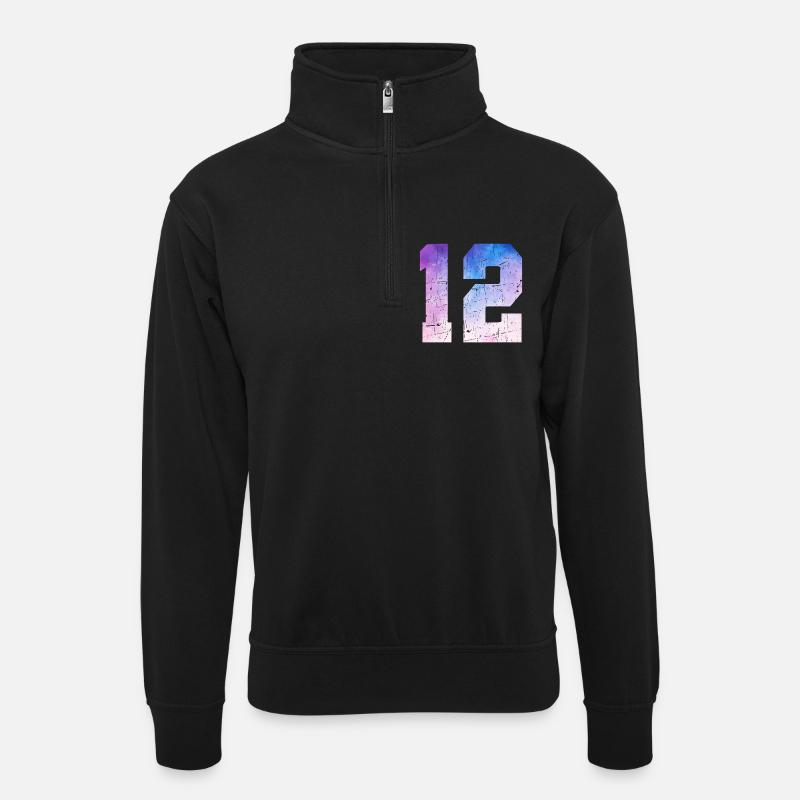 numéro 12 – Cadeau anniversaire 12 ans - Sweat col montant zippé unisexe - noir