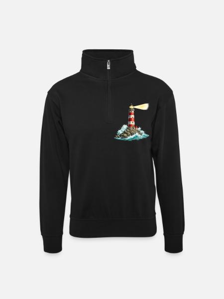 Lighthouse at the Felsenmeer Lichtstrahl - Unisex sweater with zip collar - black