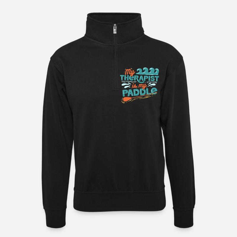 Stand Up Paddle - Unisex Pullover mit Zip-Kragen - Schwarz