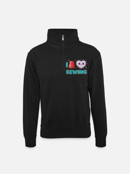 I Love Sewing Nähen - Unisex sweater with zip collar - black