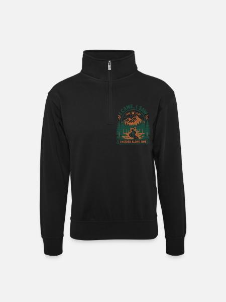Found Solo Time | Hiking Introvert - Unisex sweater with zip collar - black