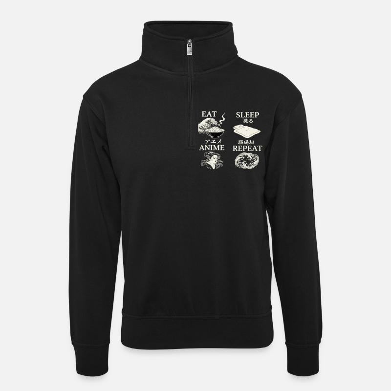 MANGER DORMIR ANIME RÉPÉTER - Sweat col montant zippé unisexe - noir