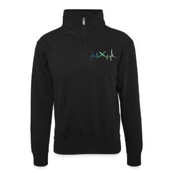 Boulangerie Battement de coeur Boulanger - Sweat col montant zippé unisexe - noir - Devant