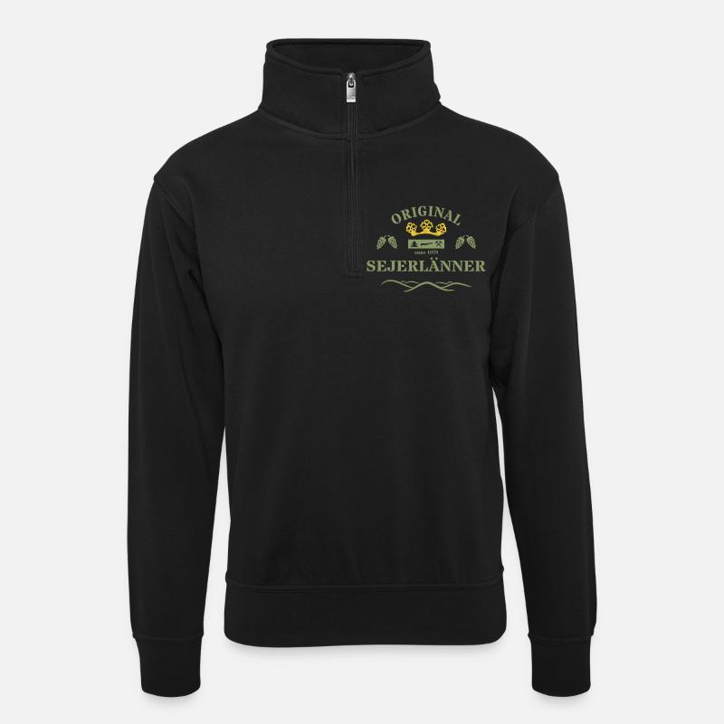 Original Sejerlänner Siegerländer  - Unisex Pullover mit Zip-Kragen - Schwarz