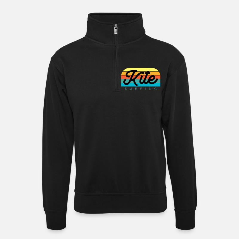 Kitesurfer Kiteboard Kitesurfen Kitesurf - Unisex Pullover mit Zip-Kragen - Schwarz