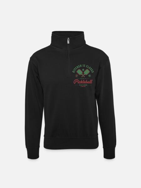 Pickleball Kitchen Is Closed Play Hard Player - Unisex sweater with zip collar - black
