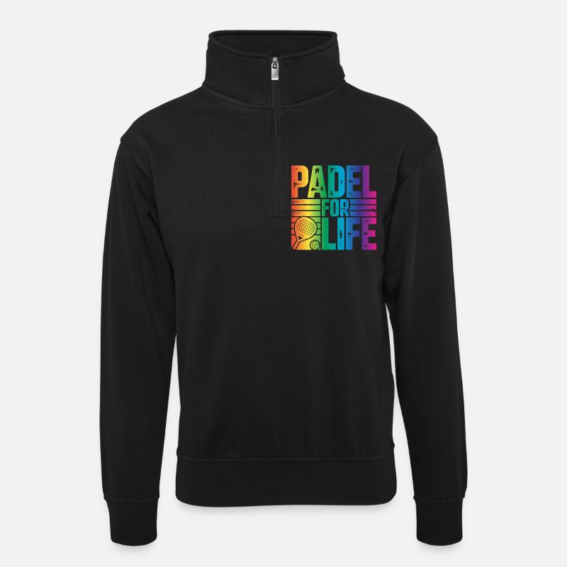 Padel for life - Unisex Pullover mit Zip-Kragen - Schwarz