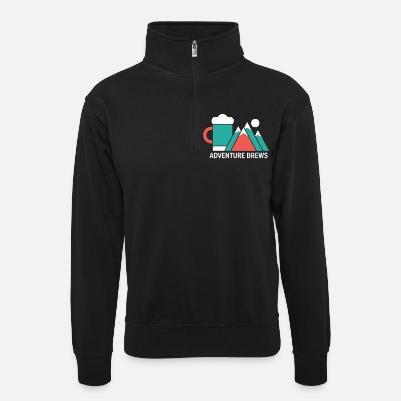 Adventure Brews Wandern Bier - Unisex Pullover mit Zip-Kragen - Schwarz