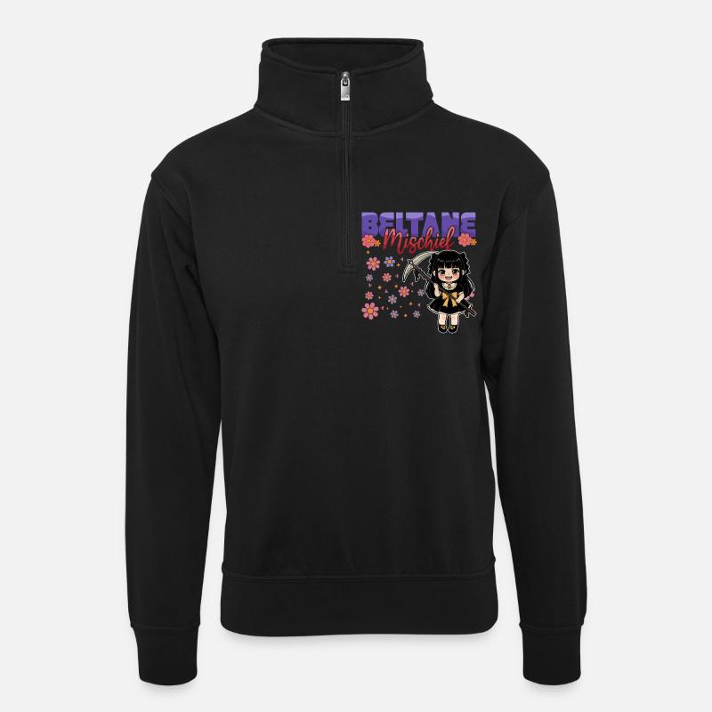 Beltane Blessings May Day Celebrations Pagan - Unisex sweater with zip collar - black