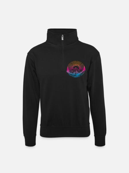 Descente à vélo - Sweat col montant zippé unisexe - noir