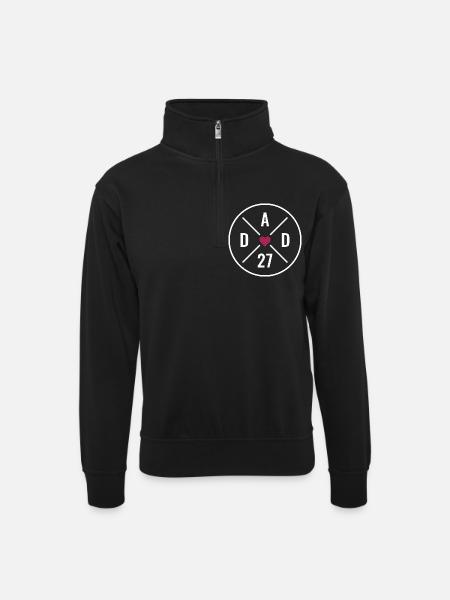 Dad 27 Herz - Unisex Pullover mit Zip-Kragen - Schwarz