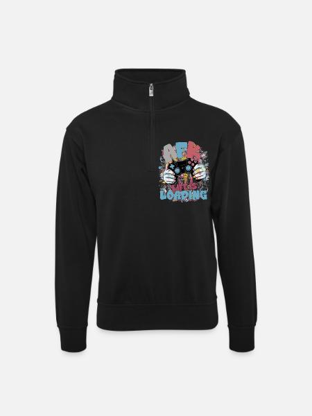 Life is Loading: Gaming Graffiti - Unisex Pullover mit Zip-Kragen - Schwarz