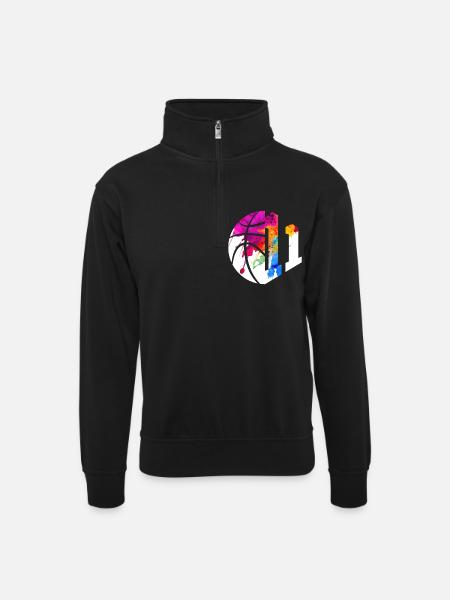 NO. 11 NUMERO 11 BASKET 11° COMPLEANNO - Maglia unisex con colletto con zip - nero