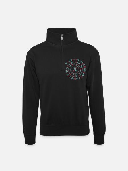Pi - Mathematics - Unisex sweater with zip collar - black